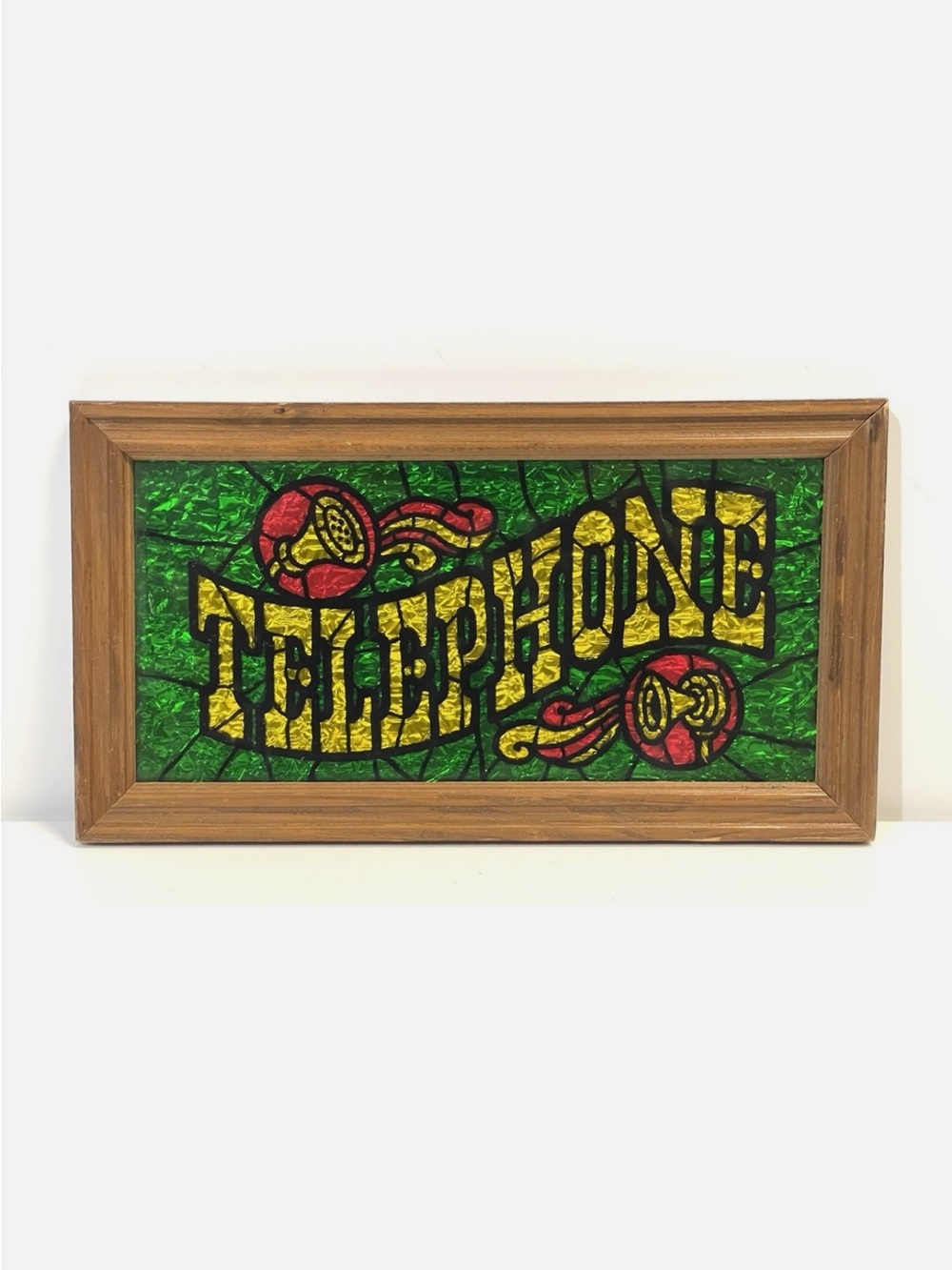 ✨Vintage Telephone Faux Stained Glass Sign✨
